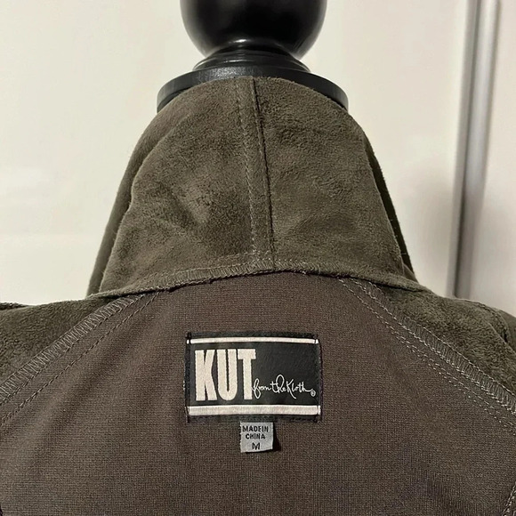 Drape Front Faux Leather Jacket Pockets, Size M - Picture 9 of 11